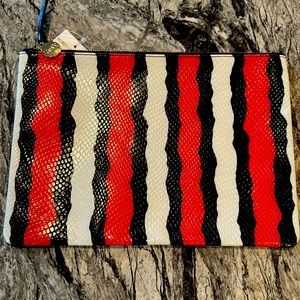 Clare V. Poppy stripe clutch